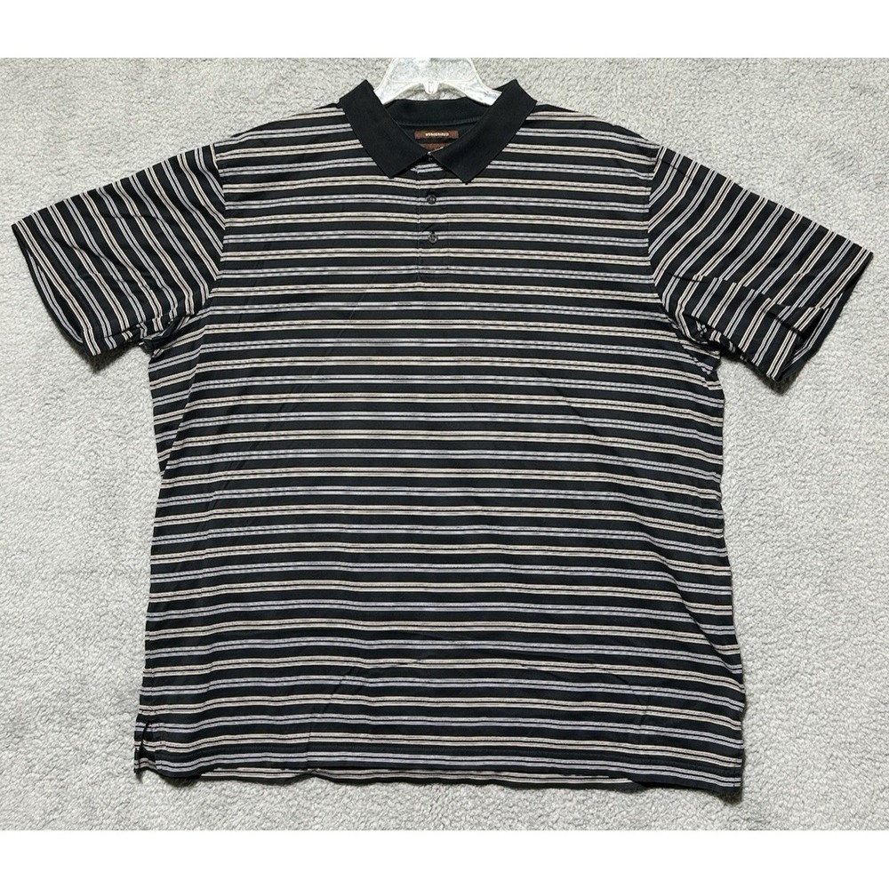 OAK HILL Golf Polo Shirt Men 2XL Red Striped Black Mercerized Cotton XXL 52"